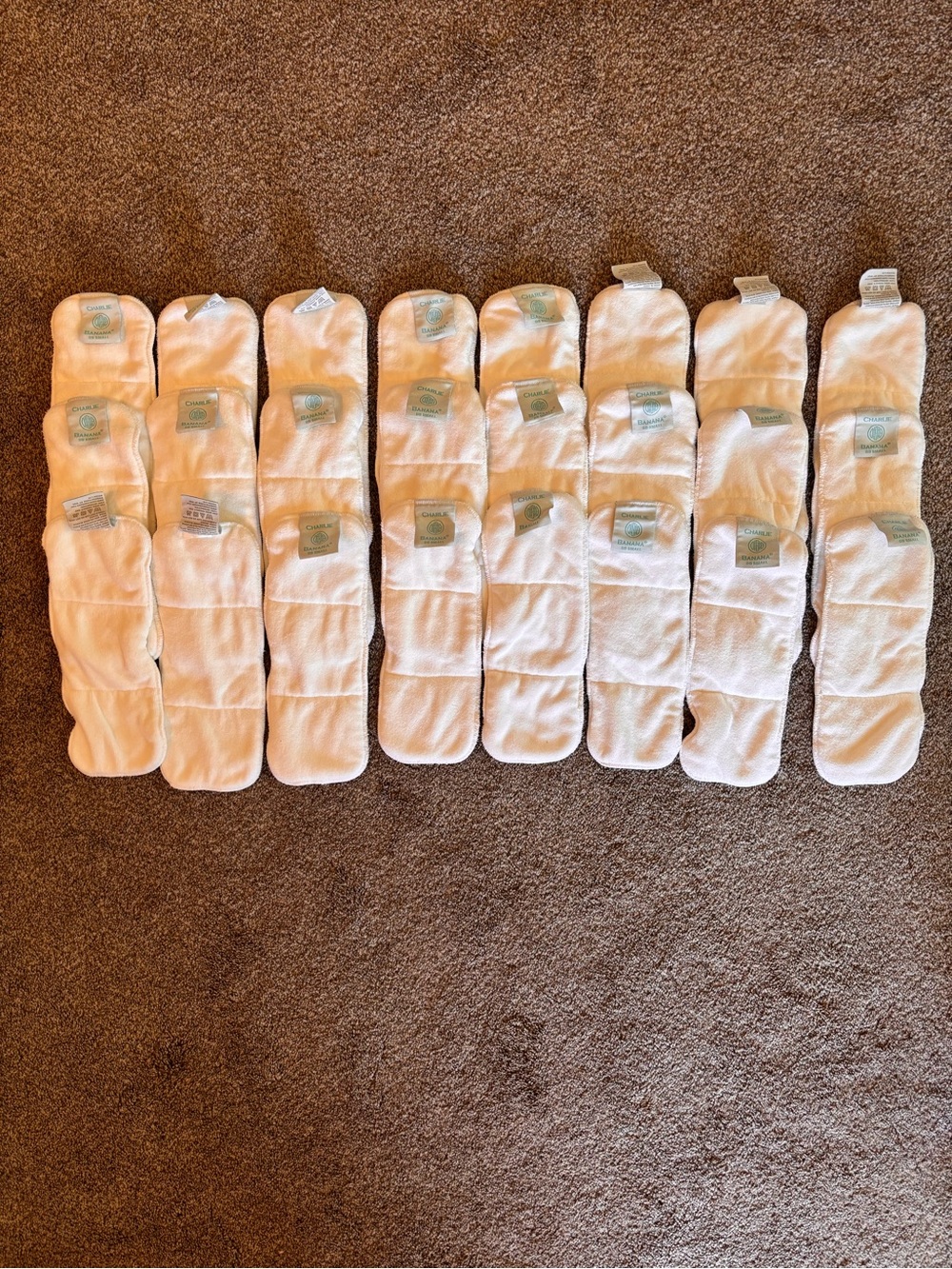 Charlie Banana White Cloth Diaper Inserts - Set of 24, size Small